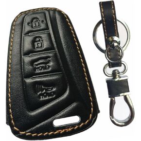 KAWIHEN Leather Smart Remote Key Fob Case Keyless Entry Case Holder Cover Compatible with for 2015 2016 Hyundai Genesis 2013 2014 2015 Santa Fe 2014 2015 Equus 2015 Azera SY5DMFNA04 95440-4Z200
