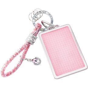 Pink Key Card Holder Fit for Tesla, TPU Car Key Card Case Cover Protector with Keychain Fit for Model 3 Y X S