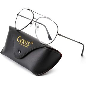 Cyxus Aviator Glasses Blue Light Blocking Glasses Computer Glasses Anti Eyestrain Metal Frame Grey