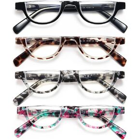 EYEURL Half Frame Reading Glasses for women-4 Pack Blue Light Blocking Glasses Rimless Computer Readers for women