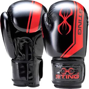 STING Armalite Boxing Gloves, Durable Boxing Equipment for Boxing Training, Balanced Weight Distribution, Black/Silver, 16 Oz.