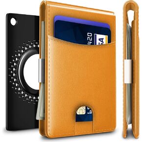 Slim RFID Blocking Leather Wallet for Men - Eco-Leather Wallet for Front Pocket with Strong Aluminum Money Clip, Multiple Card Slots - Compact & Durable Men's Wallet (Cognac Leather)