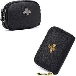 imeetu (Bundle of 2 Sets) Leather RFID Credit Card Holder and Coin Purse Wallet
