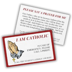 I Am Catholic Call A Priest Plastic Wallet Card | 5pk 14.99 in Case of Emergency Waterproof Durable Sick Medical Bracelet Key Chain