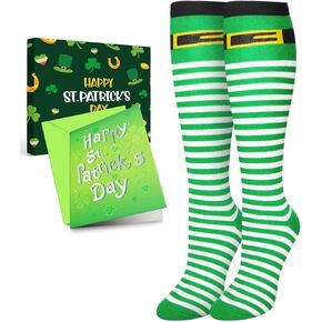 HAPPYPOP St. Patrick's Day Socks for Women Men - Irish Socks, Knee High Shamrock Green Socks, St Patricks Day Gifts