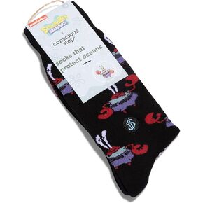 Conscious Step SpongeBob SquarePants Organic Cotton Crew Socks | Single Pair | Every Pair Helps Support Ocean Conservation