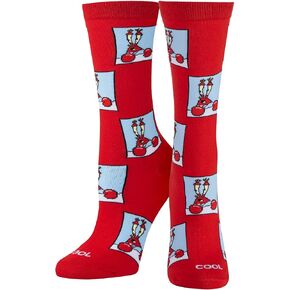 Cool Socks, SpongeBob, Confused Mr Krab, Womens Crew Length, Funny Graphic Print- Large