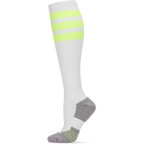 MeMoi Women's Retro Stripe Performance Knee High Cotton Blend Moderate Compression Socks Pink 9-11