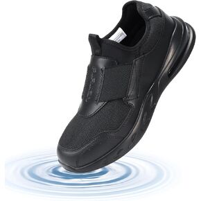 Non Slip Work Shoes for Women Men Slip on Sneakers Women Slip Resistant Waterproof Chef Kitchen Shoes Zapatos De Trabajo para Hombres, Black