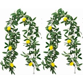 BFYDOAA 2pack Artificial Lemon Garland 5.5ft Faux Greenery Vine with Lemon,Indoor Outdoor Fruit Garland for Arches,Fireplaces,Ceilings,Swings,Mirrors