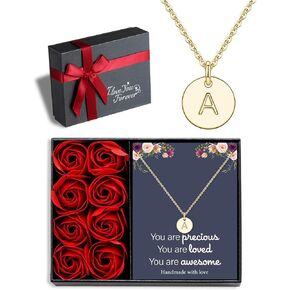 Hidepoo Disc Initial Necklace Gifts for Girls Women - 14K Gold Filled Disc Initial Necklaces Tiny Letter Initial Necklace Jewelry Birthday Gifts Christmas Gifts for Girls Women