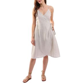 Amazhiyu Womens 100% Linen Summer Sleeveless Spaghetti Strap Midi Dresses
