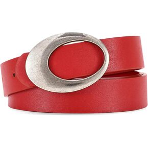 JASGOOD Women Leather Belt with Timeless Oval Metal Buckle Trendy Waist Belt for Ladies Jeans Dress