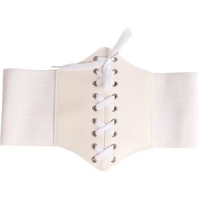 Women's Faux Leather Corset Belt Vintage Stretch Cinch Belt Wide Steampunk Waist Corset Pirate Belt in Kuwait