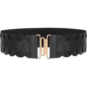 JASGOOD Women's Wide Elastic Belt Vintage Stretchy Belt for Dresses Braided Waist Belt