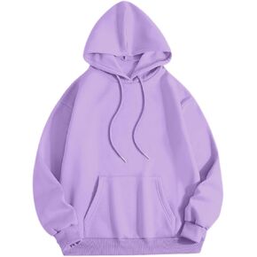 Cute Plain Hoodies for Women Teen Girls Aesthetic Fleece Solid Sweatshirt Pullover Long Sleeve Basic Tops