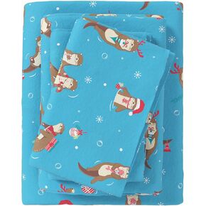 Great Bay Home Christmas Flannel Sheet Set King Size - 100% Turkish Cotton, Double-Brushed, Winter Bed Sheets - Ultra-Soft, Cozy, 4-Piece Christmas Bedding Set (Christmas Toy Trucks)