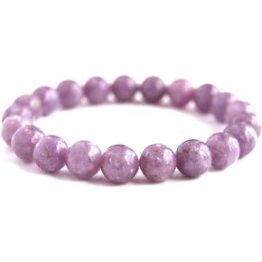 Lepidolite Stretch Bracelet with 8mm Beads, Wrist Size 7.5 inches, Birthstone for Libra, Astrological Sign: Pisces, Third Eye Chakra Bracelet