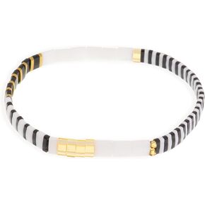 Tila Flat Beaded Stretch Bracelets for Women, Unique Colorful Stackable Square Beads Miyuk Link Bracelet Summer Beach Trendy Jewelry Gift