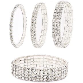 Rhinestone Stretch Bracelets Set Dainty Cubic Zirconia Classic Stretch Tennis Bracelet for Women Silver Chic Bracelets Trendy Jewelry Gift for Women
