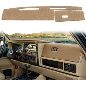 Dash Cover Mat Custom Fit for 1984-1996 Jeep Cherokee Comanche Dashboard Pad Carpet Protector K186 (Beige)