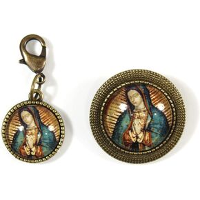 'Our Lady of Guadalupe', Glass Cabochon Lapel Pin and Pocket Charm