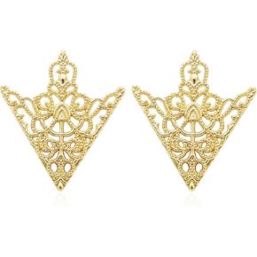 Retro Hollow Pattern and Angle Triangle Collar Pins Brooch Clip Pin Brooches Shirt Collar Decoration Parts