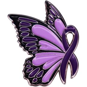 Enamel Pins Purple Ribbon Awareness Butterfly Pin Domestic Violence Awareness Badge Peace Courage Survival Butterfly Self-Protection Gift for Friends