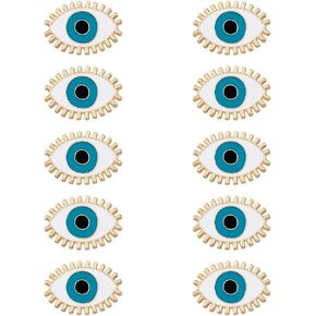 10Pcs Evil Eye Vintage Clothing Brooch Pins Light Gold Alloy Enameled Craftsmanship Lapel Pins Scarf Hijab Collar Pins Ladies Accessories for Wedding Party Prom Daily Wear