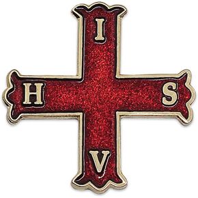 Knight of The Red Cross of Constantine Masonic Lapel Pin - [Red & Gold][1'' Tall]