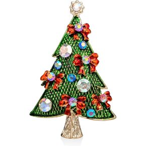 Women's brooch pin, Christmas tree shape with crystal inlay, suitable as a gift, women's fashioncoat temperament brooch pin
