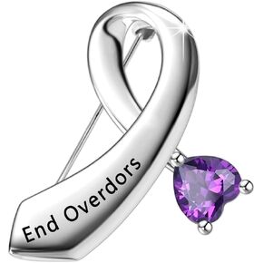 CENWA End Overdose Pin Purple Awareness Ribbon Pin Addiction Recovery gift Overdose Prevention Jewelry