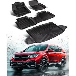 Floor Mats & Cargo Liner for Honda CRV 2017 2018 2019 2020 2021 2022 (Not for Hybrid or Touring), All Weather Car Accessories (Set of 4 Mats)