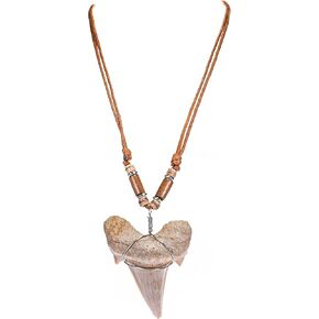 BlueRica Extra Large Shark Tooth Pendant on Adjustable Cord Necklace