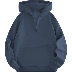 Verdusa Men's Quarter Zip Pullover Hoodies Long Sleeve Drop Shoulder Sweatshirt Casual Pullover