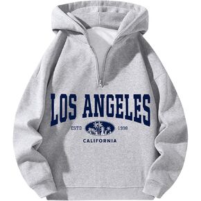 Verdusa Men's Quarter Zip Pullover Hoodies Long Sleeve Drop Shoulder Sweatshirt Casual Pullover