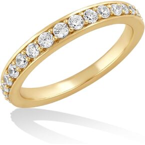 14K Gold or Platinum Plated Tapering Band Ring for Women with Cubic Zirconia | Size 5 to 9