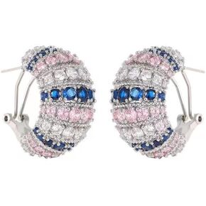 Colorful Cubic Zirconia Hoop Earrings For Women Trendy,925 Sterling Silver Chunky Huggie Big/Large CZ Hoop Earrings,Crystal Multi-Colored Sparkly Dainty Diamonds Hoops,Jewelry Birthday Gifts.