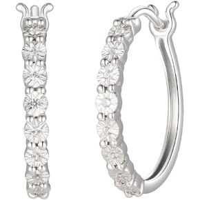 Diamond Hoop Earrings, 14K Rose Gold-plated Sterling Silver/14K Gold-plated Sterling Silver/Sterling Silver (1/10 CTTW, I-J, I2-I3)