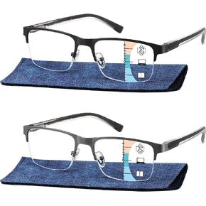Bifocal Reading Glasses Men, No Line Progressive MultiFocus Clear Top Readers, Wide Transition Multifocal Eyeglasses