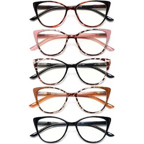 EYEURL 5 Pack Cat Eye Reading Glasses for Women-Blue Light Glasses for Woman Fashion Readers with Spring Hinge in Saudi Arabia