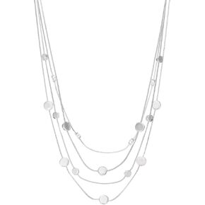 NAPIER 16" Silver Multi-row Snake Chain Necklace with Flat Station Bead Design