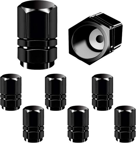 8 عبوات من أغطية جذعية الصمام للسيارات، أغطية صمامات الإطارات المصنوعة من الألومنيوم، أغطية أغطية هوائية مقاومة للغبار، أغطية جذعية الإطارات العالمية محكمة الغلق للسيارات وسيارات الدفع الرباعي والدراجات النارية والشاحنات، تصميم سداسي (أسود) in Kuwait