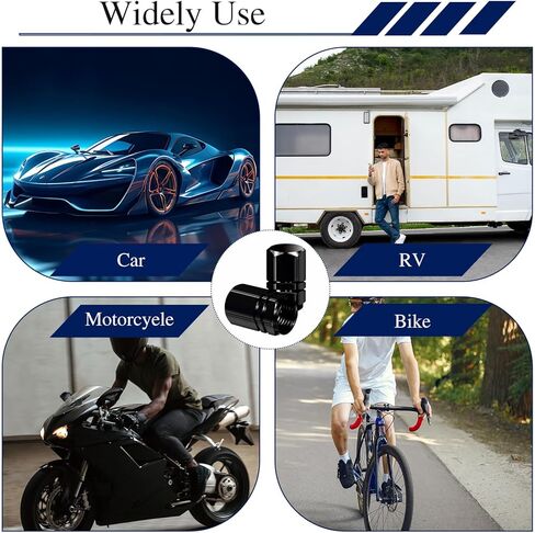 8 عبوات من أغطية جذعية الصمام للسيارات، أغطية صمامات الإطارات المصنوعة من الألومنيوم، أغطية أغطية هوائية مقاومة للغبار، أغطية جذعية الإطارات العالمية محكمة الغلق للسيارات وسيارات الدفع الرباعي والدراجات النارية والشاحنات، تصميم سداسي (أسود) in Kuwait