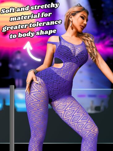 Exotic Dancewear, Sheer Mesh Jumpsuit For Women, Sexy Cutout Printed Fishnet Outfit Date Night Club, Fits 0-18 in Kuwait