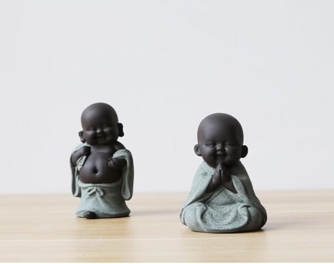 تمثال بوذا الضاحك من السيراميك، تمثال بوذا اللطيف الصغير، تمثال راهب سعيد، تمثال صغير لسطح المكتب، زينة الشاي، ديكور المنزل (أخضر 2) in Kuwait