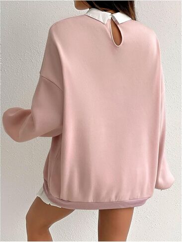 Floerns Women's Letter Graphic Contrast Collar Pullovers Long Sleeve Sweatshirts in Saudi Arabia