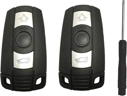 Key Fob Case Shell Fit for BMW 3 5 Series BMW X5 BMW X6 BMW Z4 3 Buttons Replacement Keyless Entry Remote Car Key Fob Cover with Uncut Blade Blank and Screwdriver (2) in Kuwait