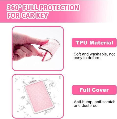 Pink Key Card Holder Fit for Tesla, TPU Car Key Card Case Cover Protector with Keychain Fit for Model 3 Y X S in Kuwait