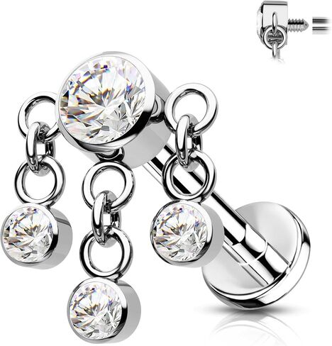 CM Crareesi Mania Helix Piercing Jewelry Cartilage Earrings Stud 316L Stainless Steel Labret Tragus Conch Piercing for Women 16G Internally Threaded Helix Earrings in Saudi Arabia